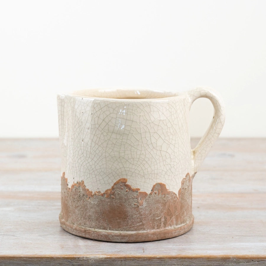 15.5cm Cream Crackle Glaze Jug Vase front view | MellowdaysFurniture