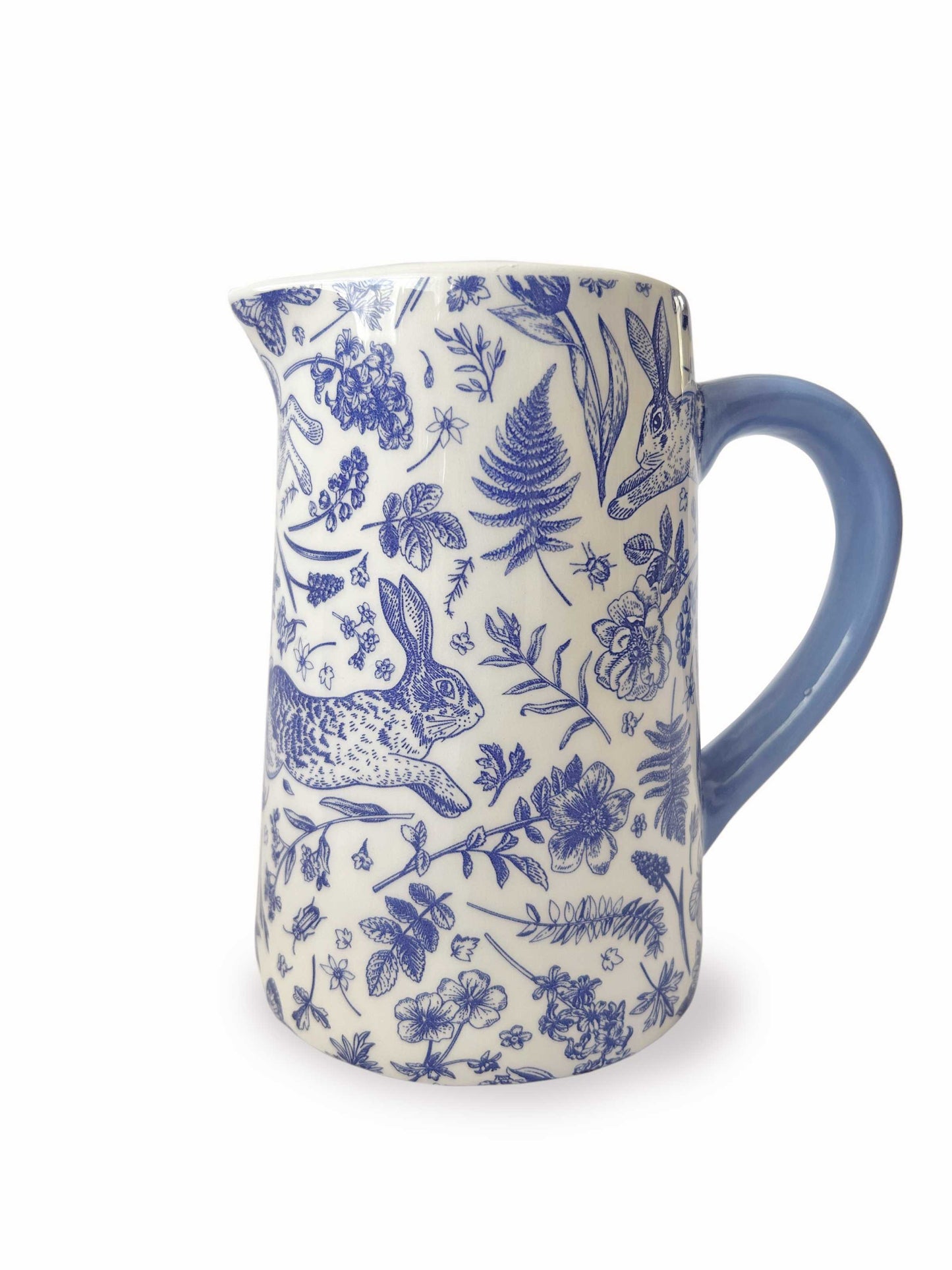Blue Hare and Flora Print ceramic jug 16cm | Mellowdays Furniture