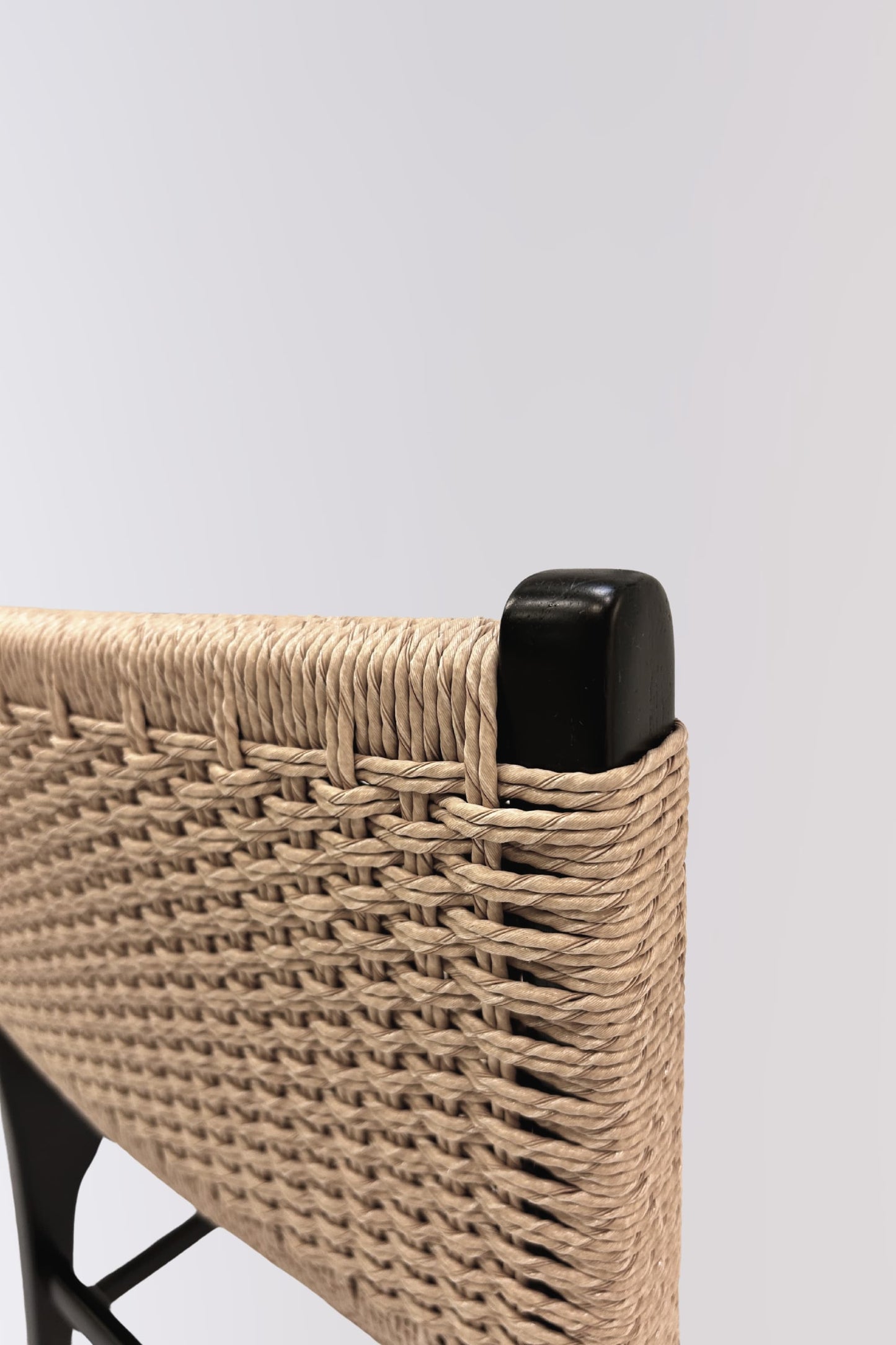 Textured weave of Asturia woven wooden dining chair seat and smooth mindi wood frame | Mellowdays Furniture