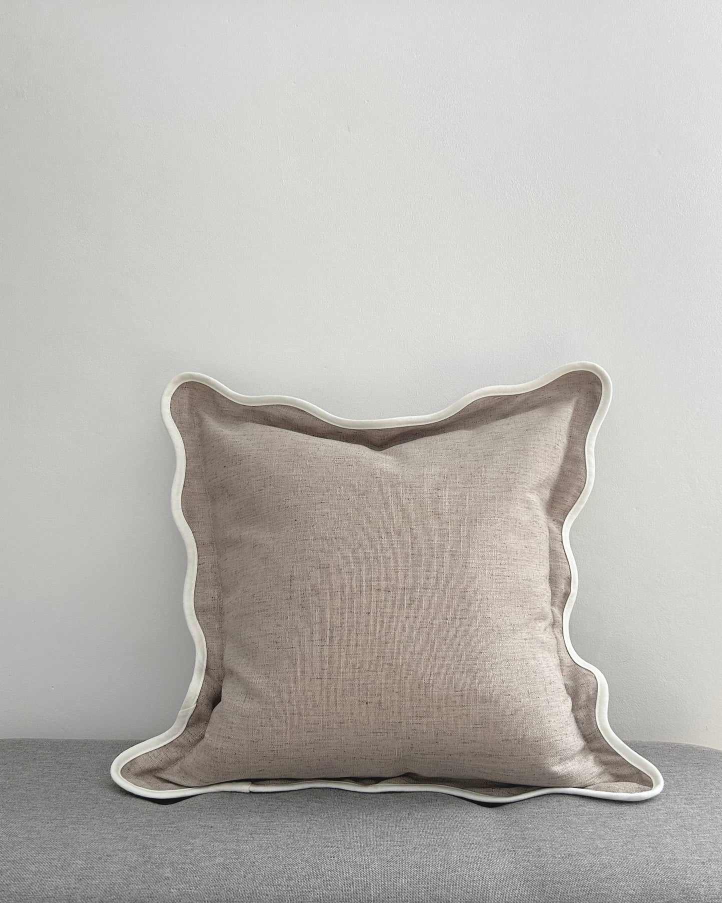 Beige Scalloped Edge Decorative Cushion Cover 45x45cm front view | Mellowdays Furniture