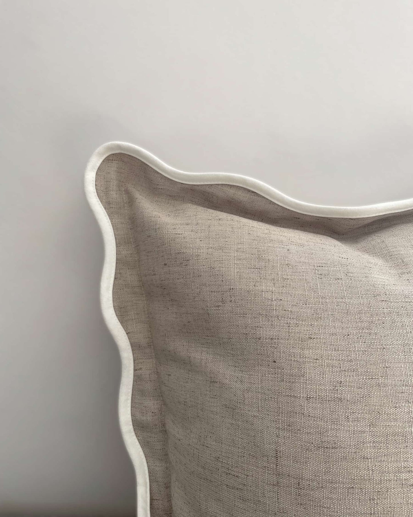 Beige Scalloped Edge Decorative Cushion Cover 45x45cm | Mellowdays Furniture