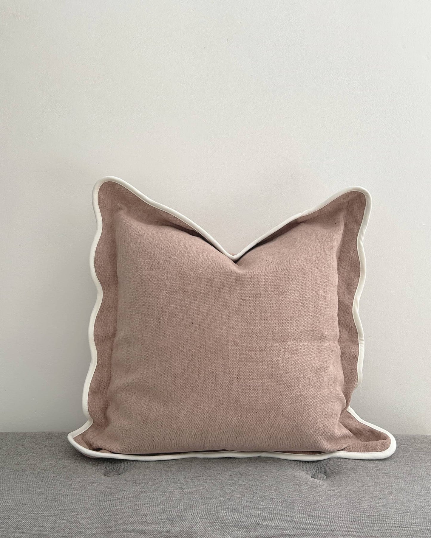 Dusty Pink Scalloped Edge Decorative Cushion Cover 45x45cm front view | Mellowdays Furniture