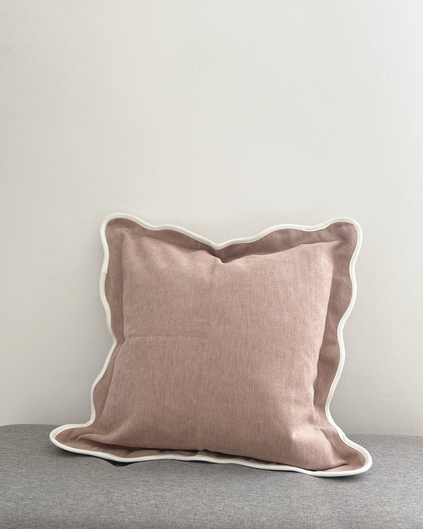 Dusty Pink Scalloped Edge Decorative Cushion Cover 45x45cm side view| Mellowdays Furniture