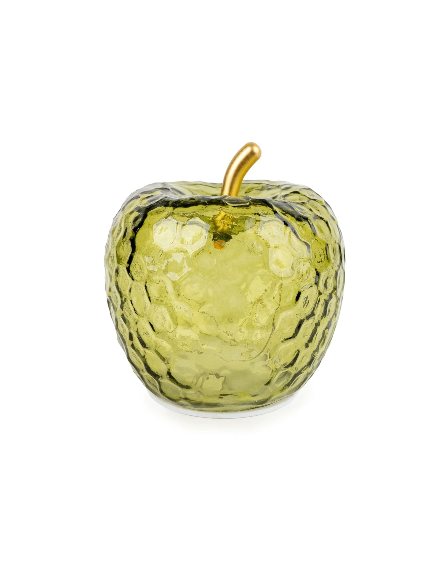 Green Glass Apple ambient LED Lamp with Gold Stem, 11cm | Mellowdays Furniture