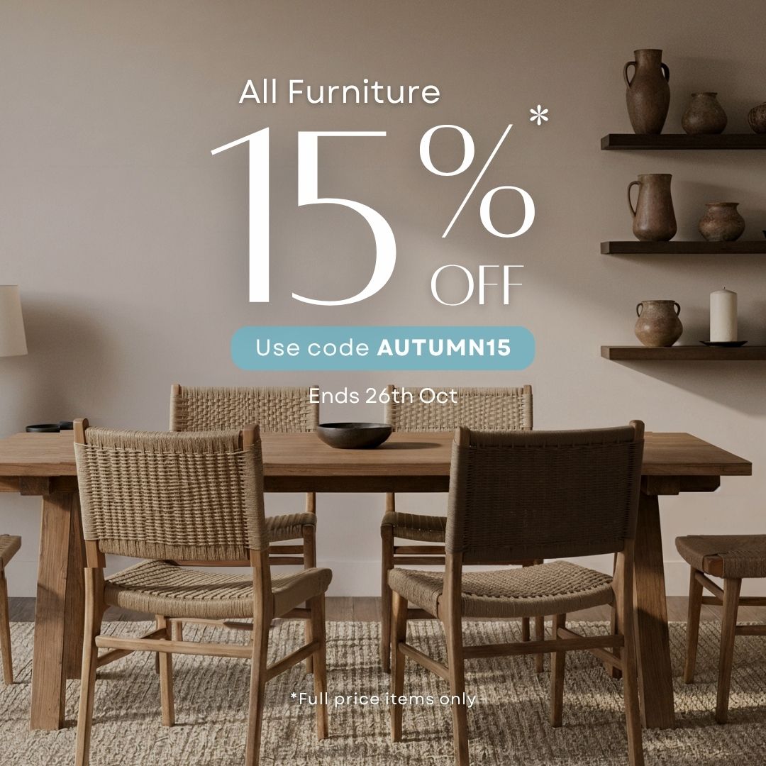 Autumn Sale mobile hero banner - 15% Off All Furniture | Use code AUTUMN15 | Mellowdays Furniture