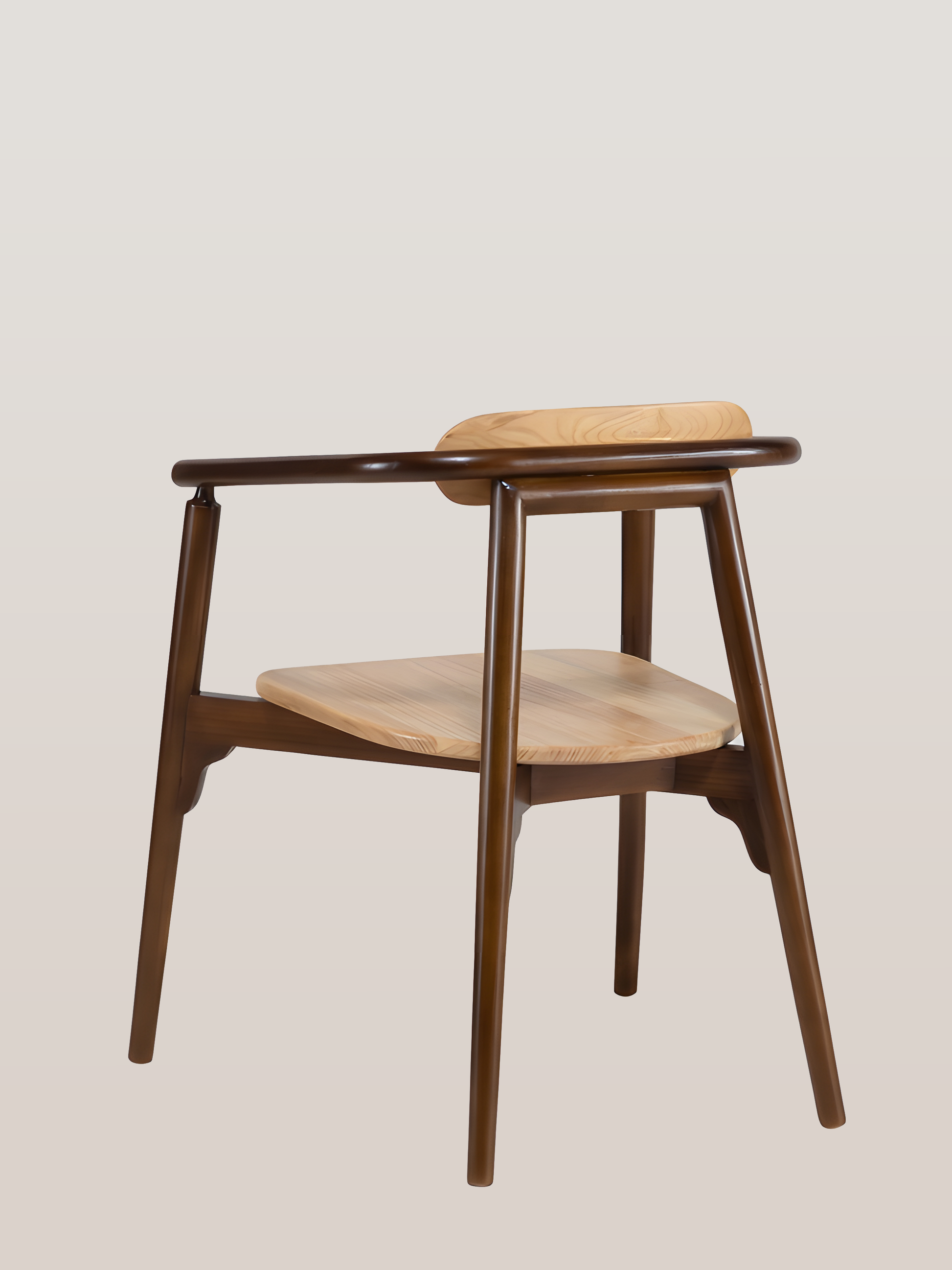 Ibanez Sungkai Wood Dining Chair with painted brown armrest and legs back view by Mellowdays Furniture