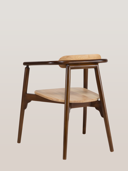 Ibanez Sungkai Wood Dining Chair with painted brown armrest and legs back view by Mellowdays Furniture