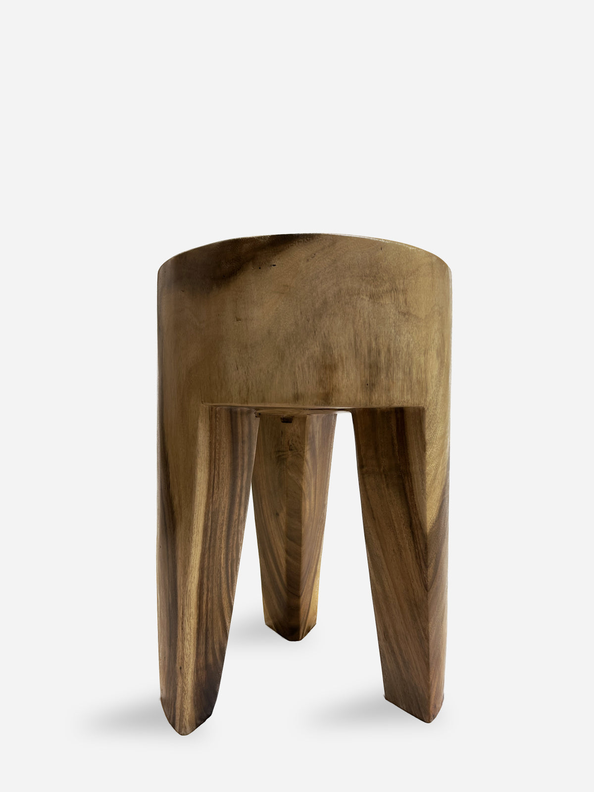 Ignacio Wooden Side Table in Solid Suar Wood Trunk Dia35xH50 side view by Mellowdays Furniture