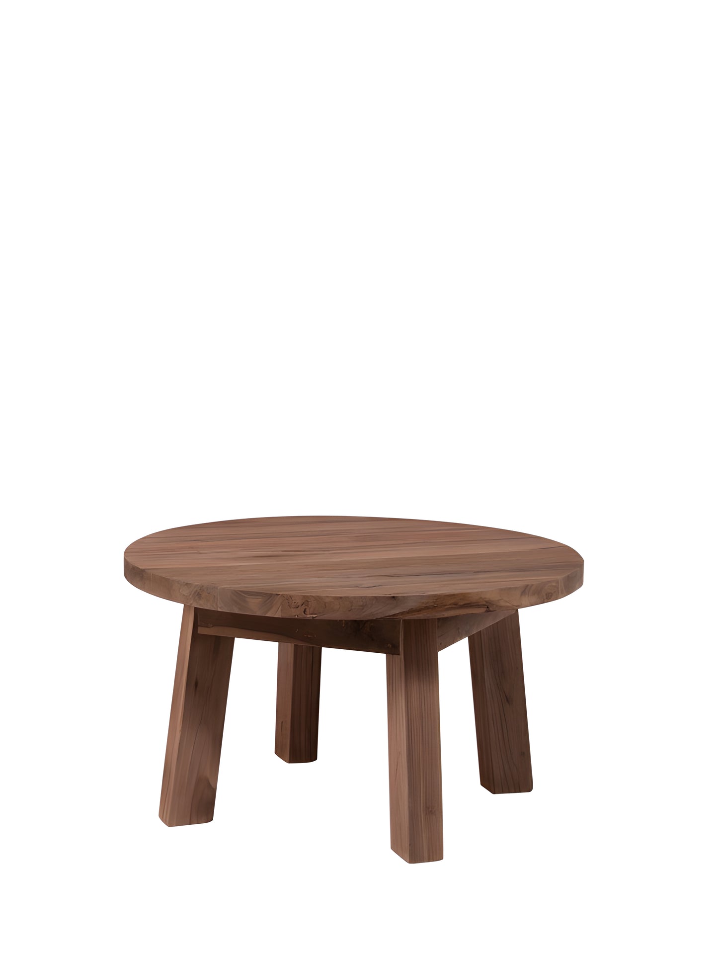 Pescara Reclaimed Teakwood Round Coffee Table front view by Mellowdays Furniture