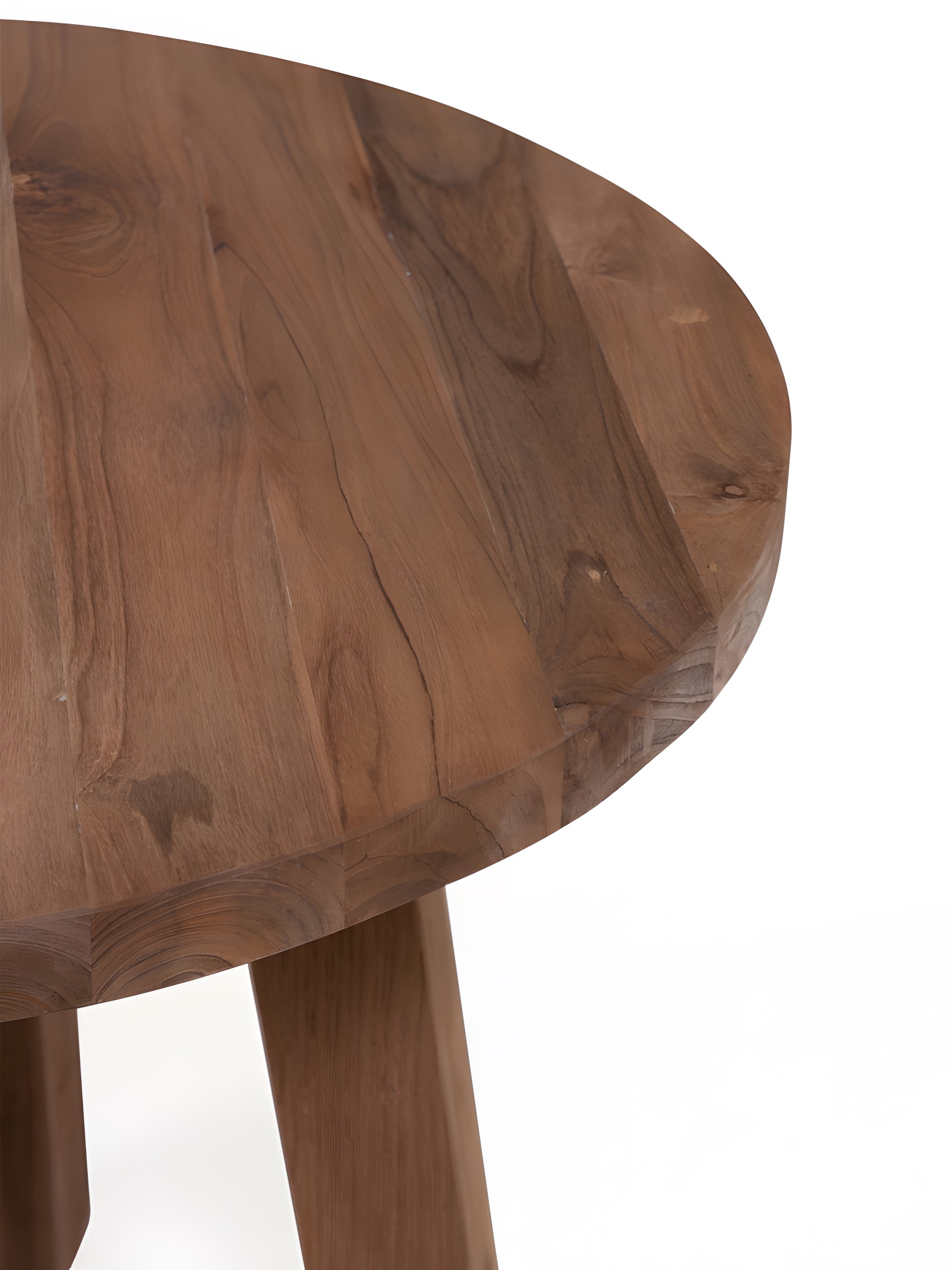 Pescara Reclaimed Teakwood Round Coffee Table detail view by Mellowdays Furniture