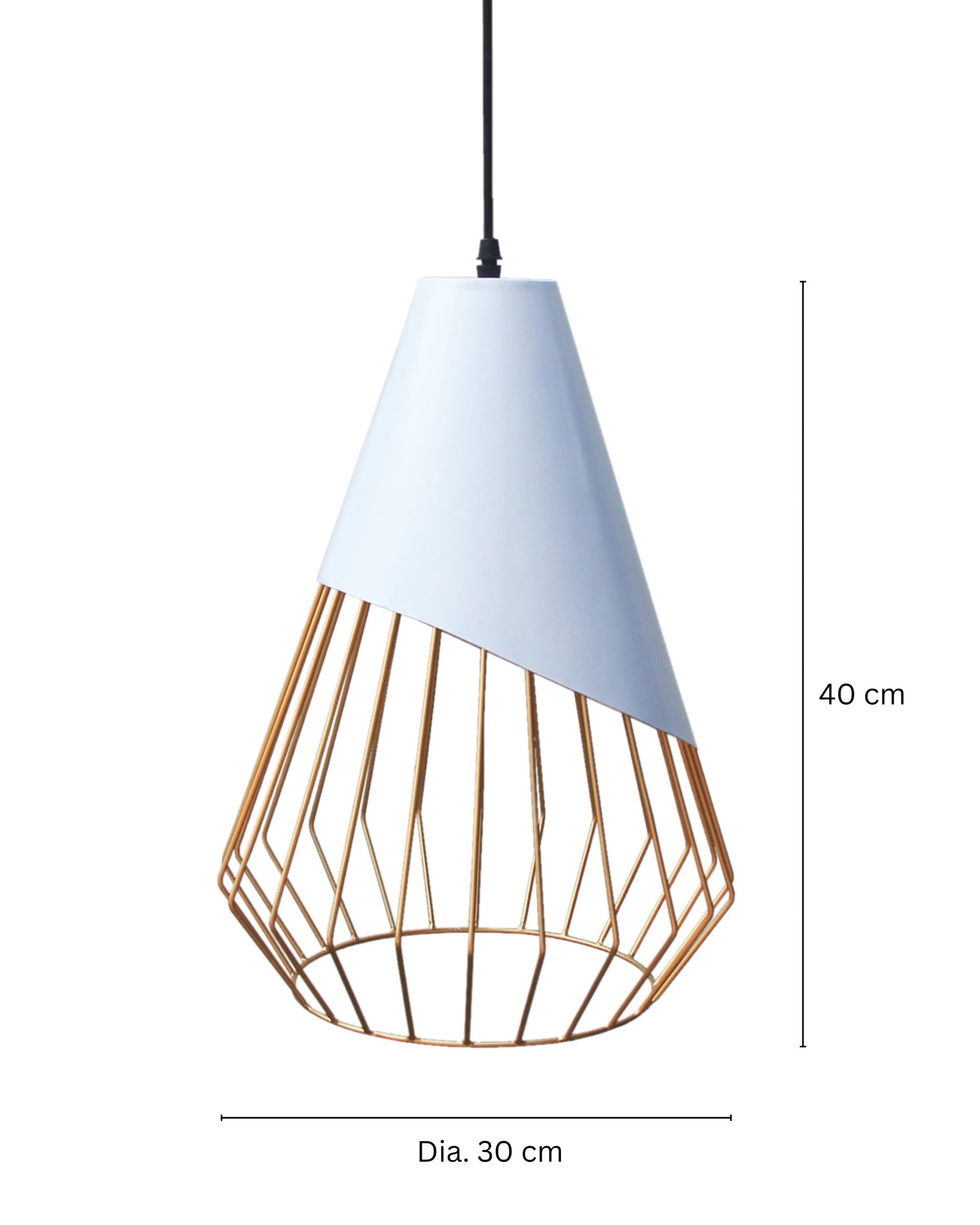 Plain Sideways Metal Pendant Shade with measurements by Mellowdays Furniture
