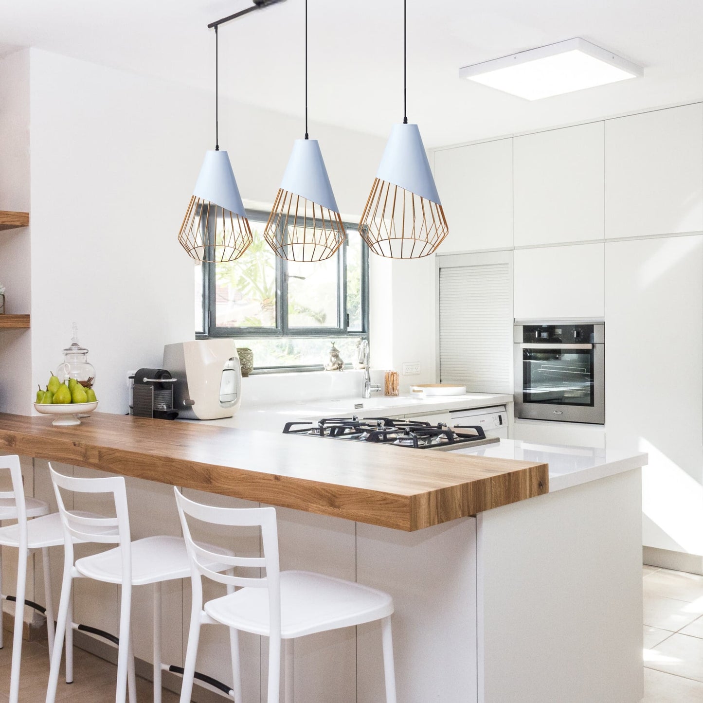Plain Sideways White Gold Metal Pendant Shade | Mellowdays Furniture