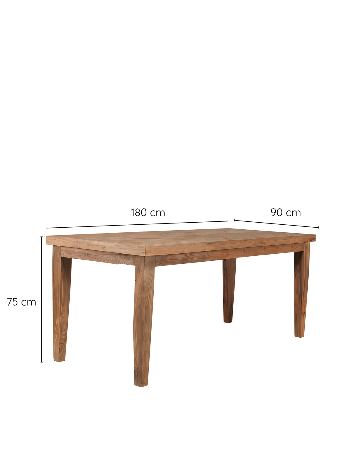 Rect Fishbone 6-8 seater reclaimed teak dining table measurements | Mellowdays Furniture