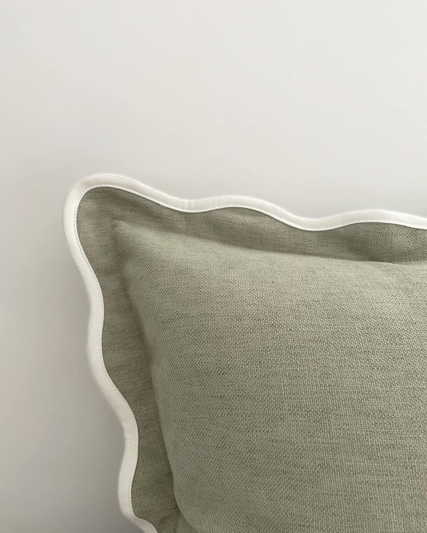 Sage Scalloped Edge Decorative Cushion Cover 45x45cm | Mellowdays Furniture