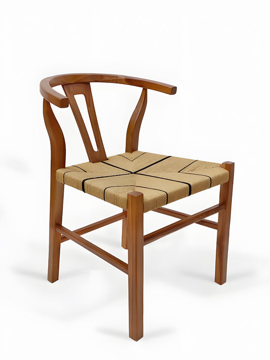 Sagres Teakwood Rattan Loom Seat Dining Chair side view by Mellowdays Furniture