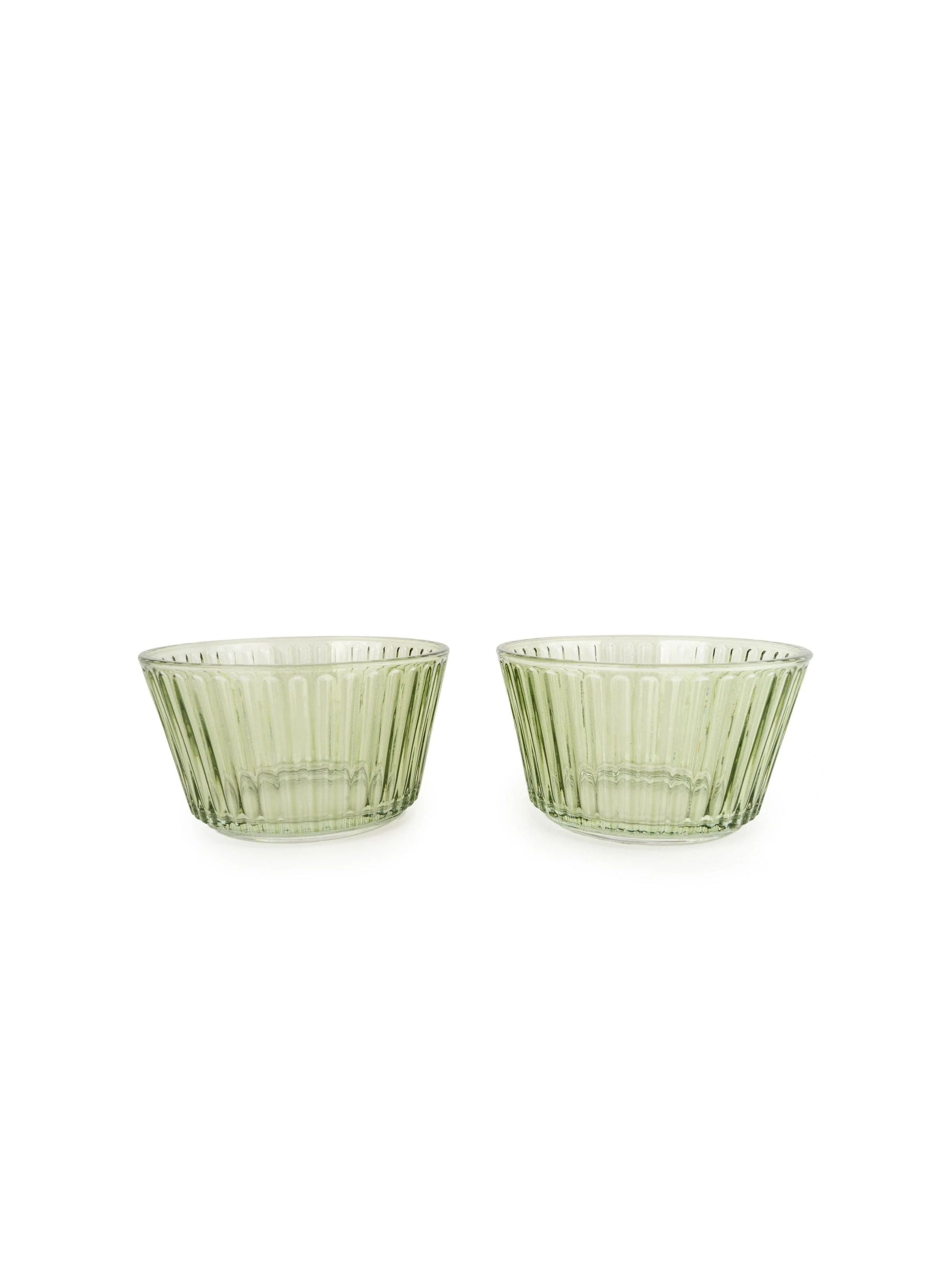 Green Ribbed Glass Dip Bowl Set – Set of 2 | Mellowdays Furniture