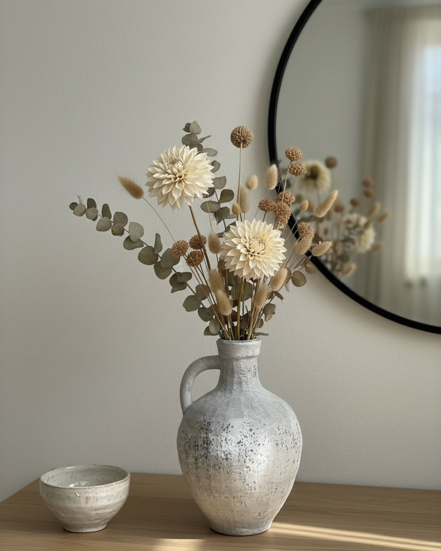 Speckled ceramic bottle vase with handle 28cm | Mellowdays Furniture