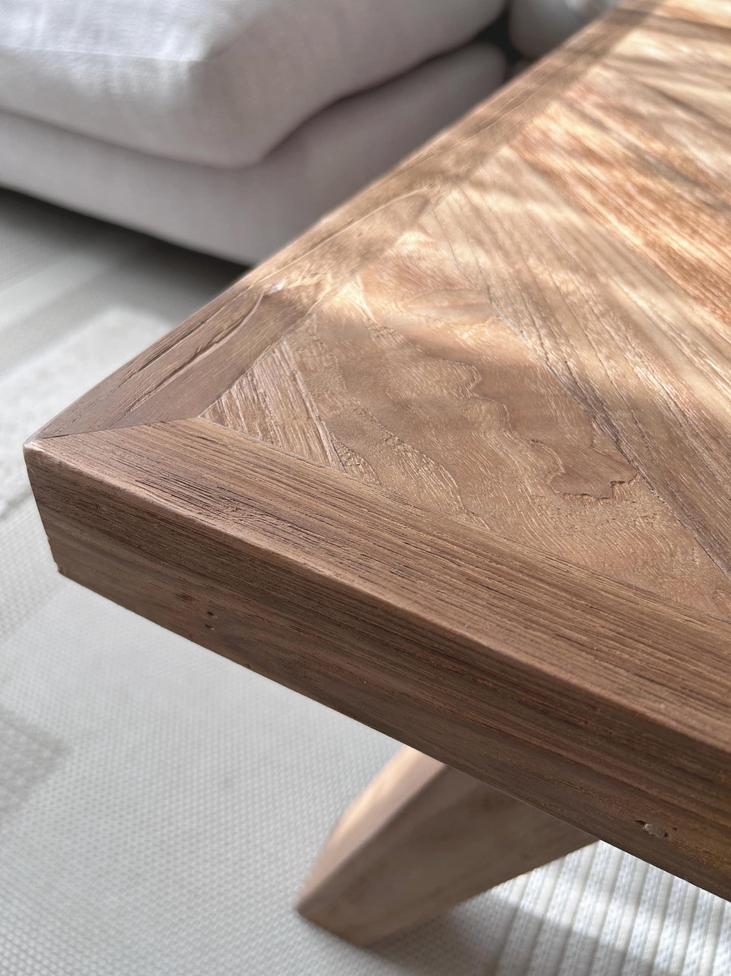 Square Fishbone Teakwood Coffee Table | Mellowdays Furniture
