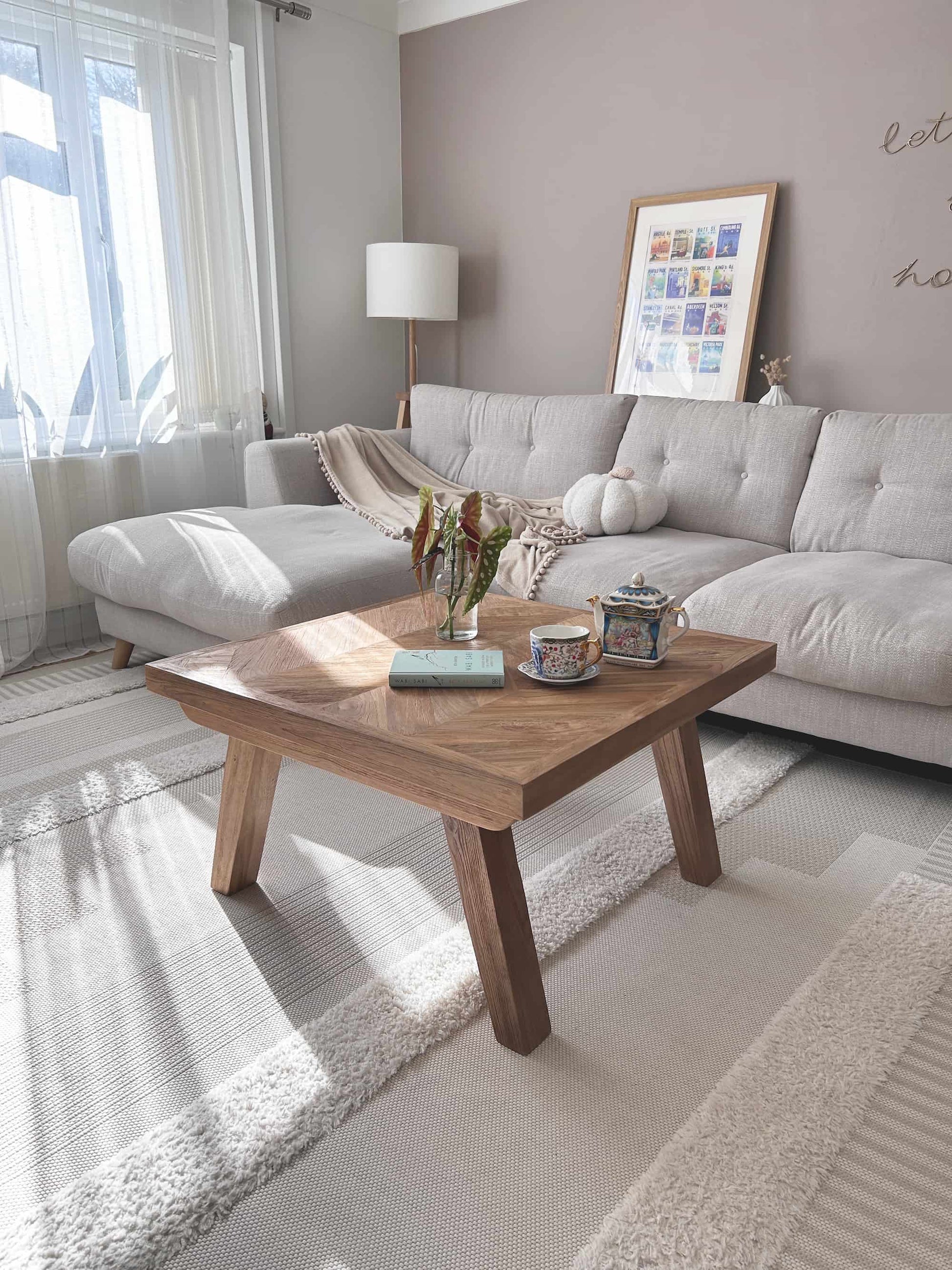 Square Fishbone Teakwood Coffee Table | Mellowdays Furniture