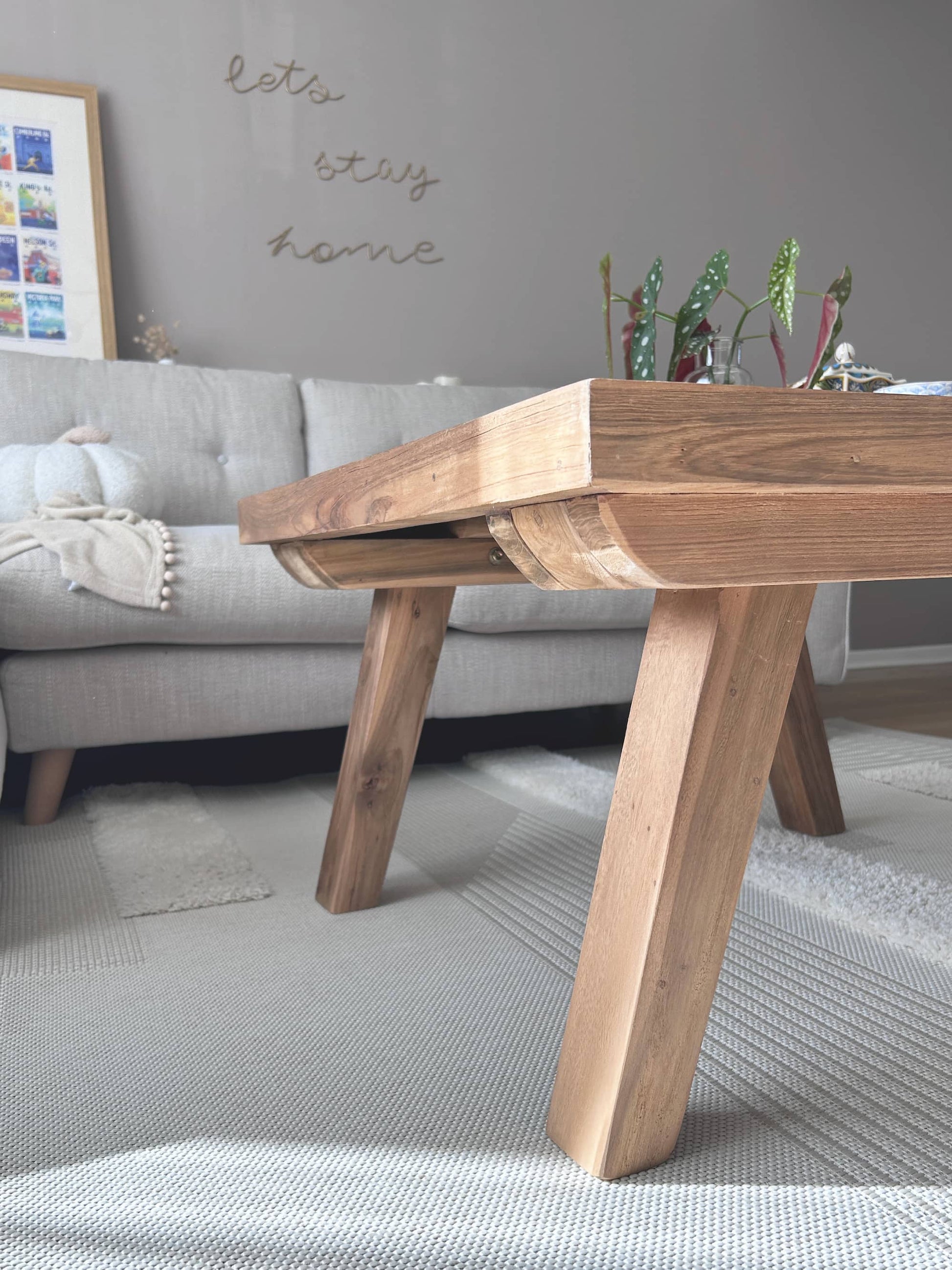 Square Fishbone Teakwood Coffee Table | Mellowdays Furniture