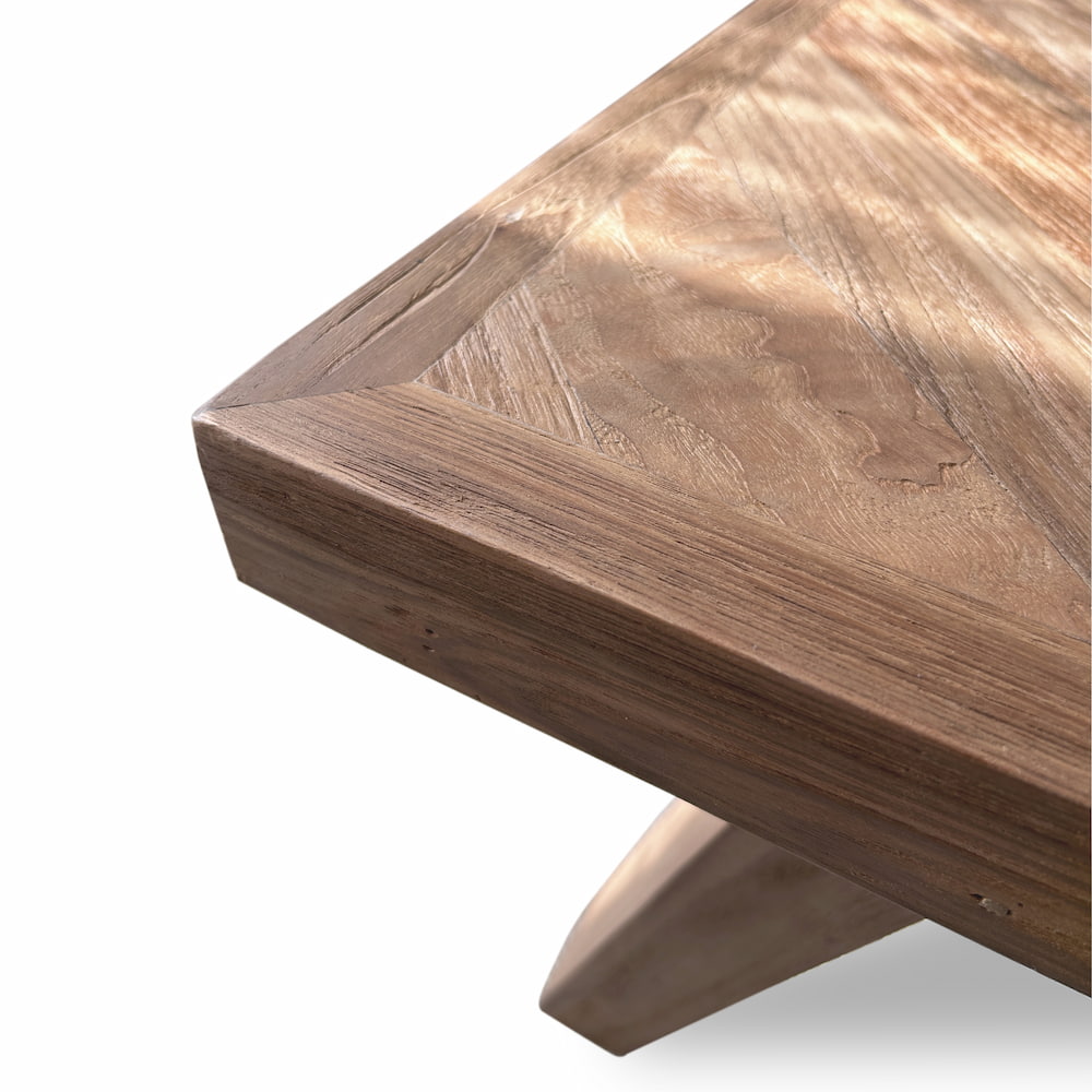 Square Fishbone Teakwood Coffee Table Material | Mellowdays Furniture