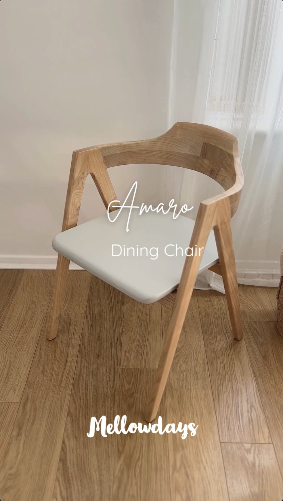 Video of Amaro Sungkai Wood Dining chair with armrest | Mellowdays Furniture