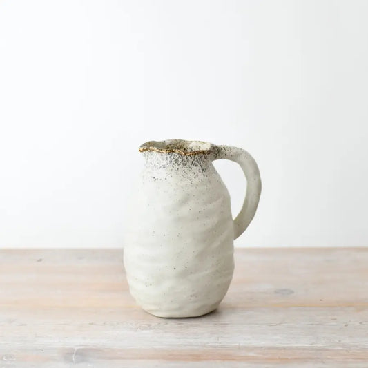 White Speckles ceramic jug front view | Mellowdays Furniture