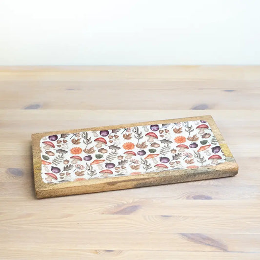 Autumn Print Wooden Decorative Serving Tray, 40cm
