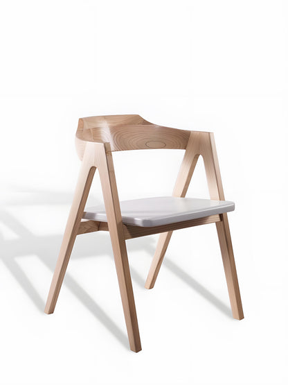 Amaro Sungkai Wood Dining Chair with Armrest - Natural Fog - front view - Mellowdays Furniture