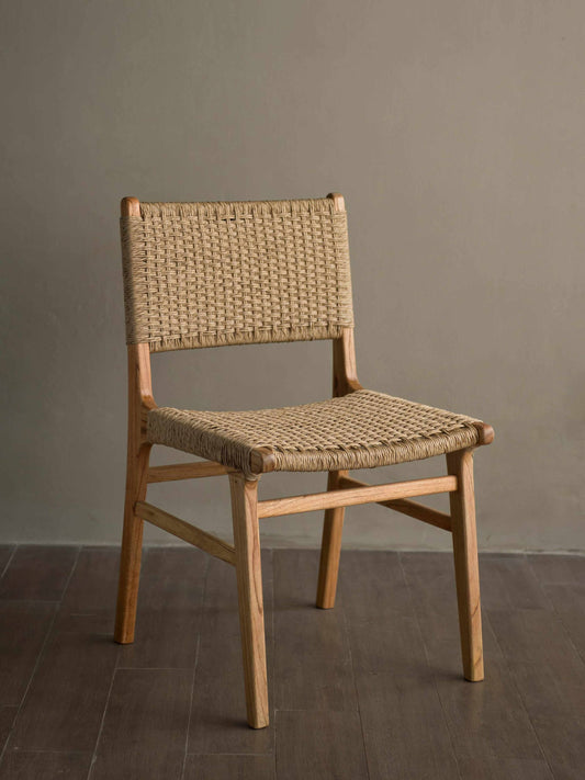 Asturia mindi wood dining chair front view | Mellowdays Furniture