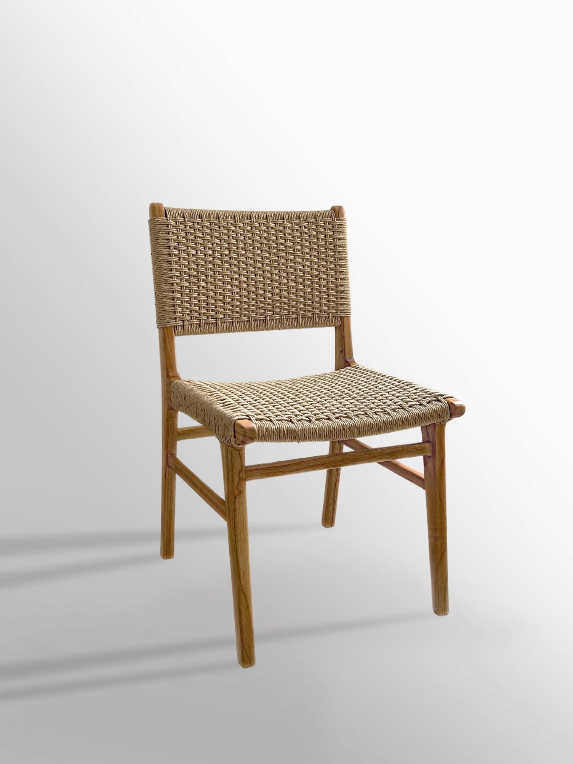 Asturia woven wooden dining chair with handwoven back and seat in natural peanut colour mindi wood | Mellowdays Furniture