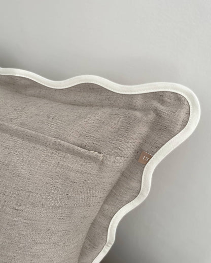 Beige Scalloped Edge Decorative Cushion Cover 45x45cm showing zip entry | Mellowdays Furniture