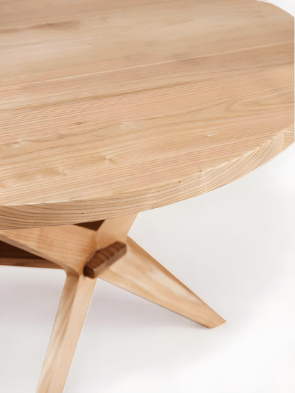 Bilbao Sungkai Wood Round Dining Table Dia 100cm zoom table detail view by Mellowdays Furniture