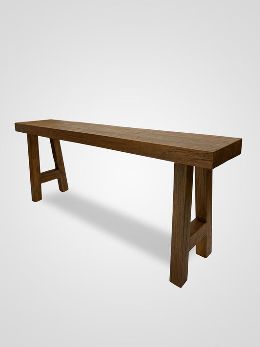 Capri Reclaimed Teakwood Dining Bench side view by Mellowdays Furniture