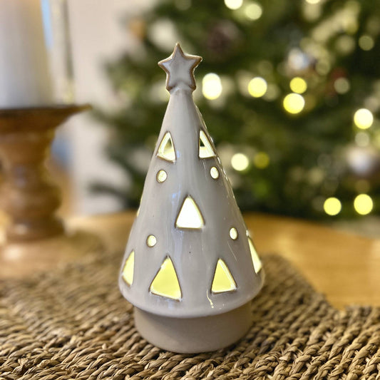 White Ceramic LED Christmas Tree Ornament | Mellowdays Furniture