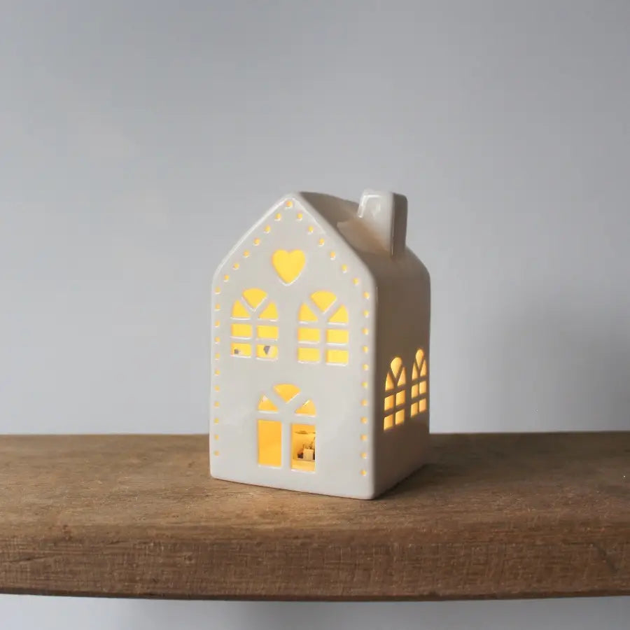 Ceramic LED Light Up House Ornament, 12.5cm | Mellowdays Furniture