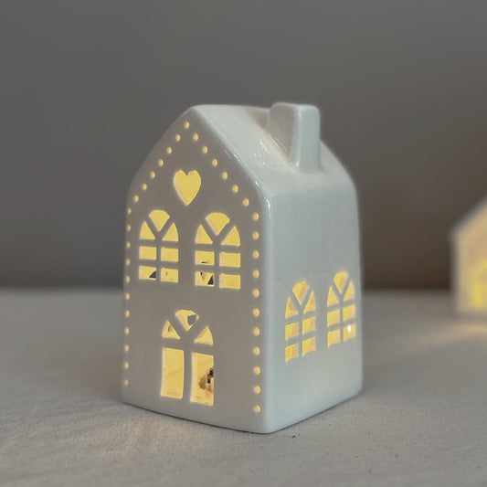 Ceramic LED Light Up House Ornament, 12.5cm | Mellowdays Furniture
