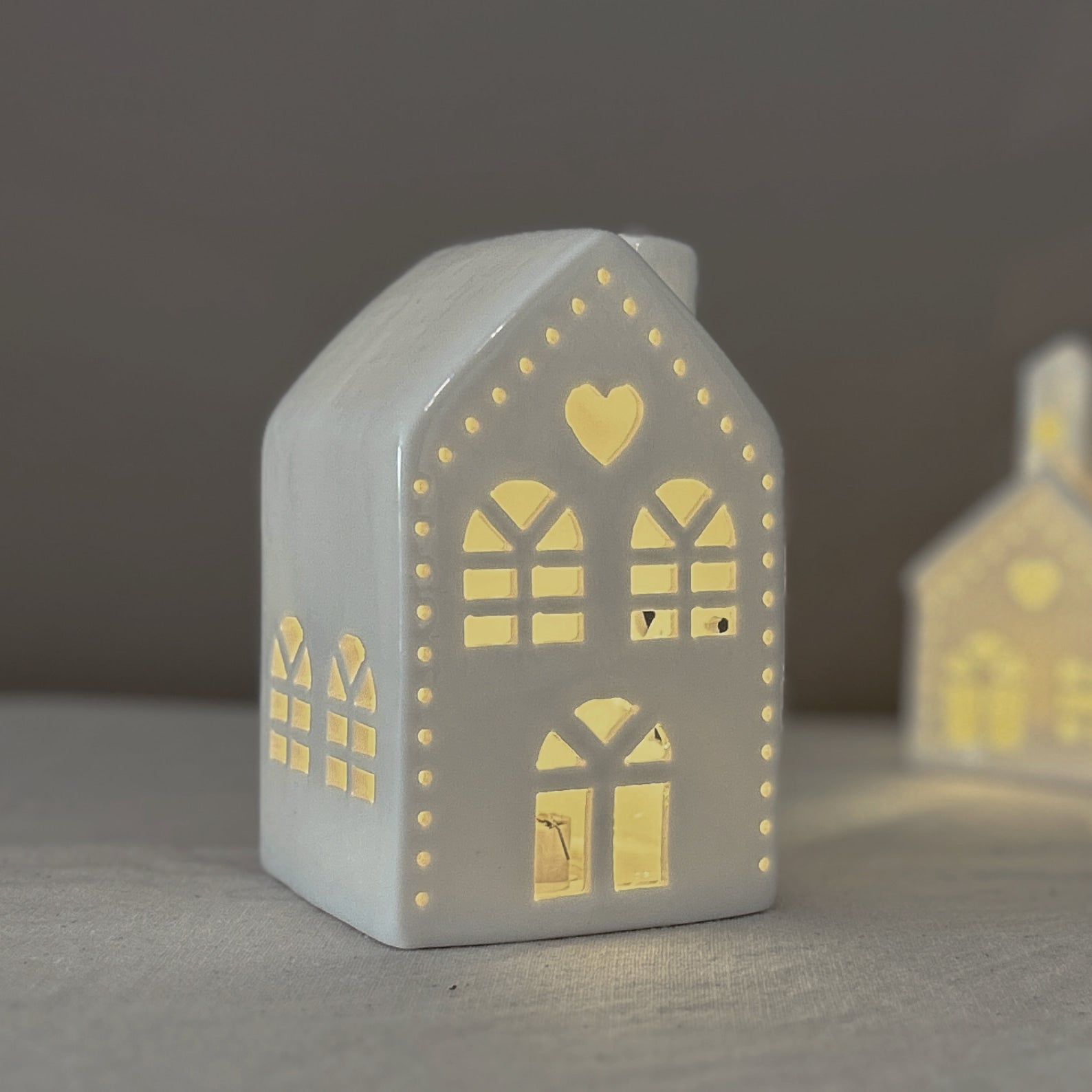 Ceramic LED Light Up House Ornament, 12.5cm | Mellowdays Furniture