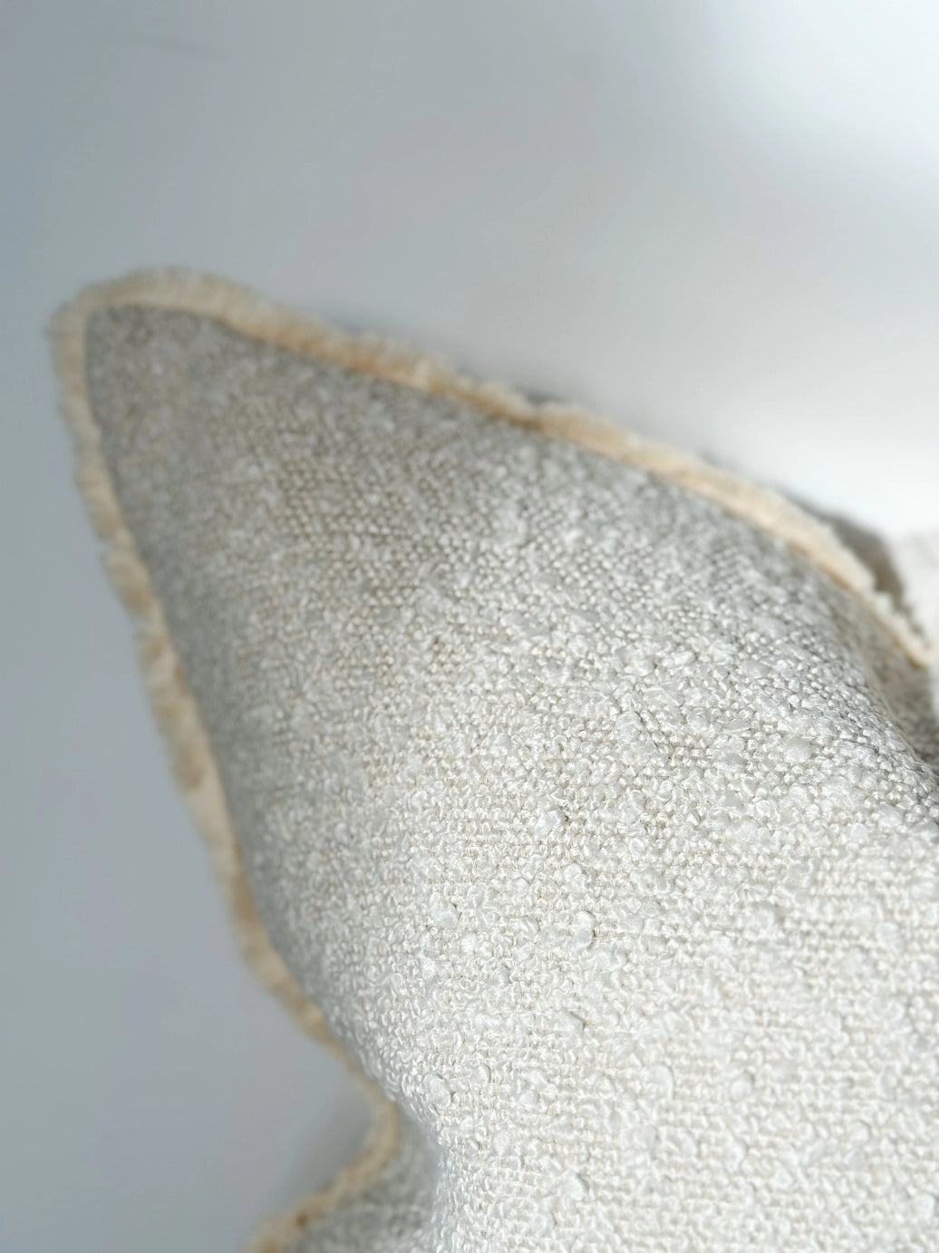 Cream Bouclé Cushion Cover with Fringed Edge 45x45cm | Mellowdays Furniture