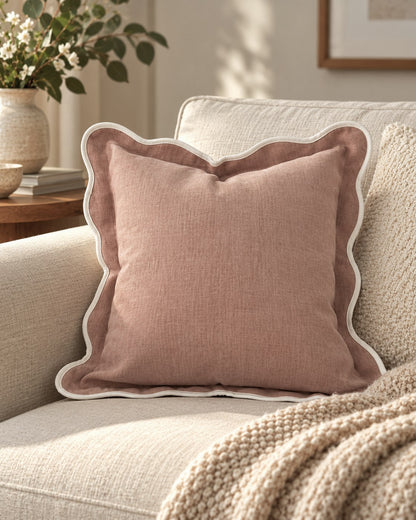 Dusty Pink Scalloped Edge Decorative Cushion Cover| Mellowdays Furniture