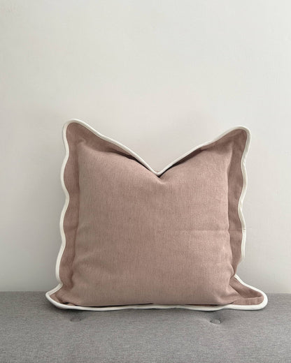 Dusty Pink Scalloped Edge Decorative Cushion Cover 45x45cm front view | Mellowdays Furniture