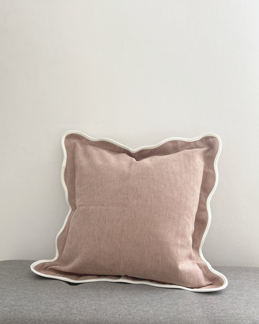 Dusty Pink Scalloped Edge Decorative Cushion Cover 45x45cm side view| Mellowdays Furniture