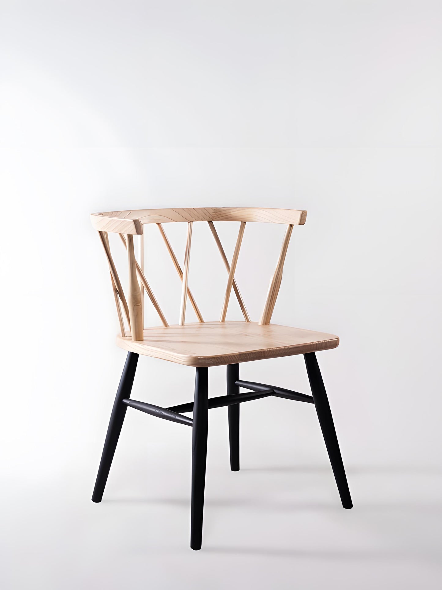 Fallas Sungkai Wood Cross-back Dining Chair - natural seat and black legs - front view - Mellowdays Furniture