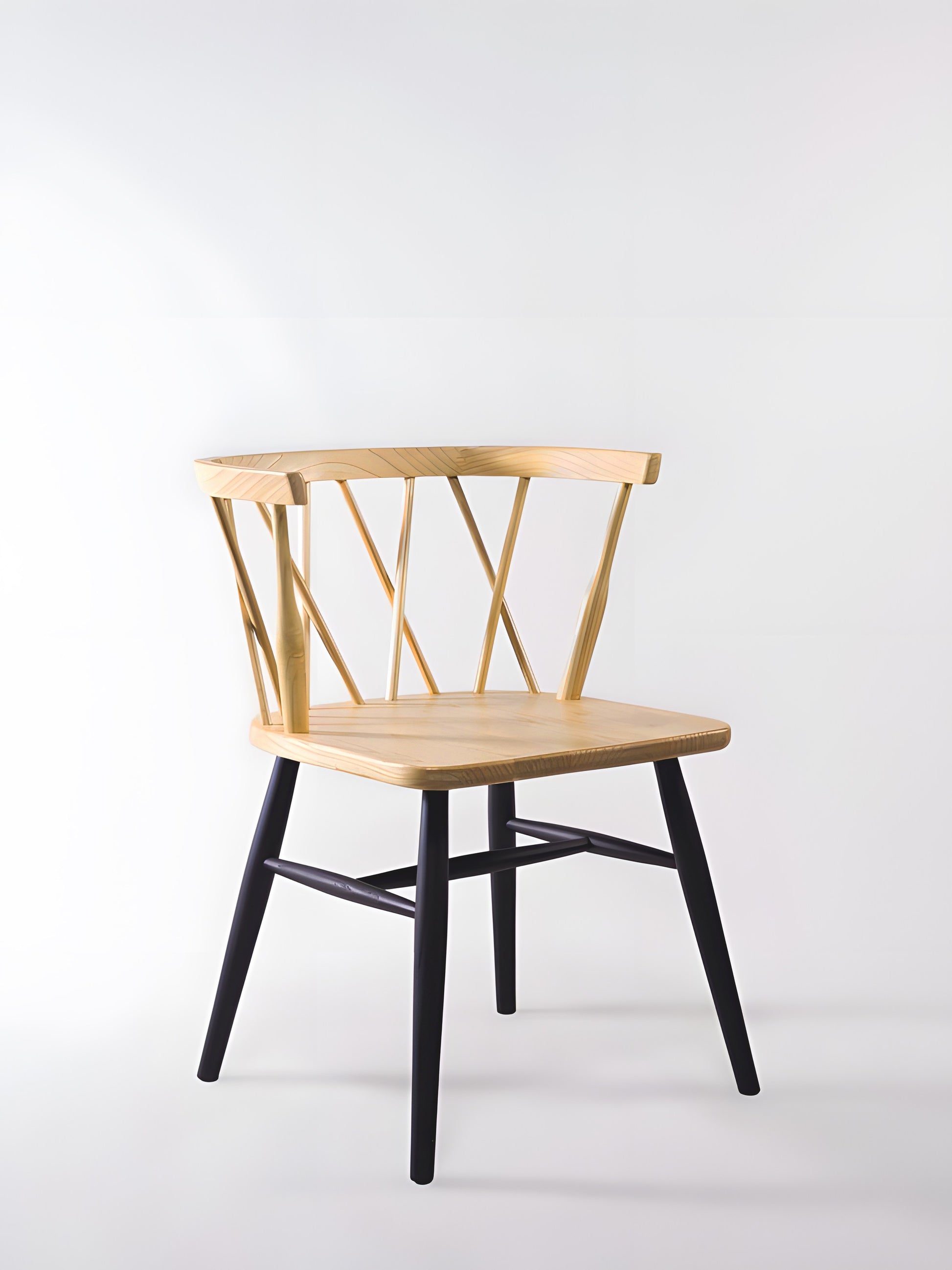 Fallas Sungkai Wood Cross-back two-tone Dining Chair with black legs front view | Mellowdays Furniture