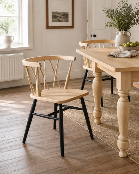 Fallas cross-back dining chair in modern farmhouse dining room | Mellowdays Furniture