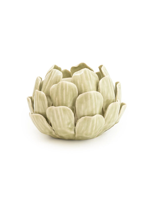 Green ceramic artichoke candle holder 13cm | Mellowdays Furniture
