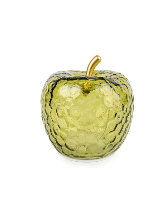 Green Glass Apple ambient LED Lamp with Gold Stem, 11cm | Mellowdays Furniture