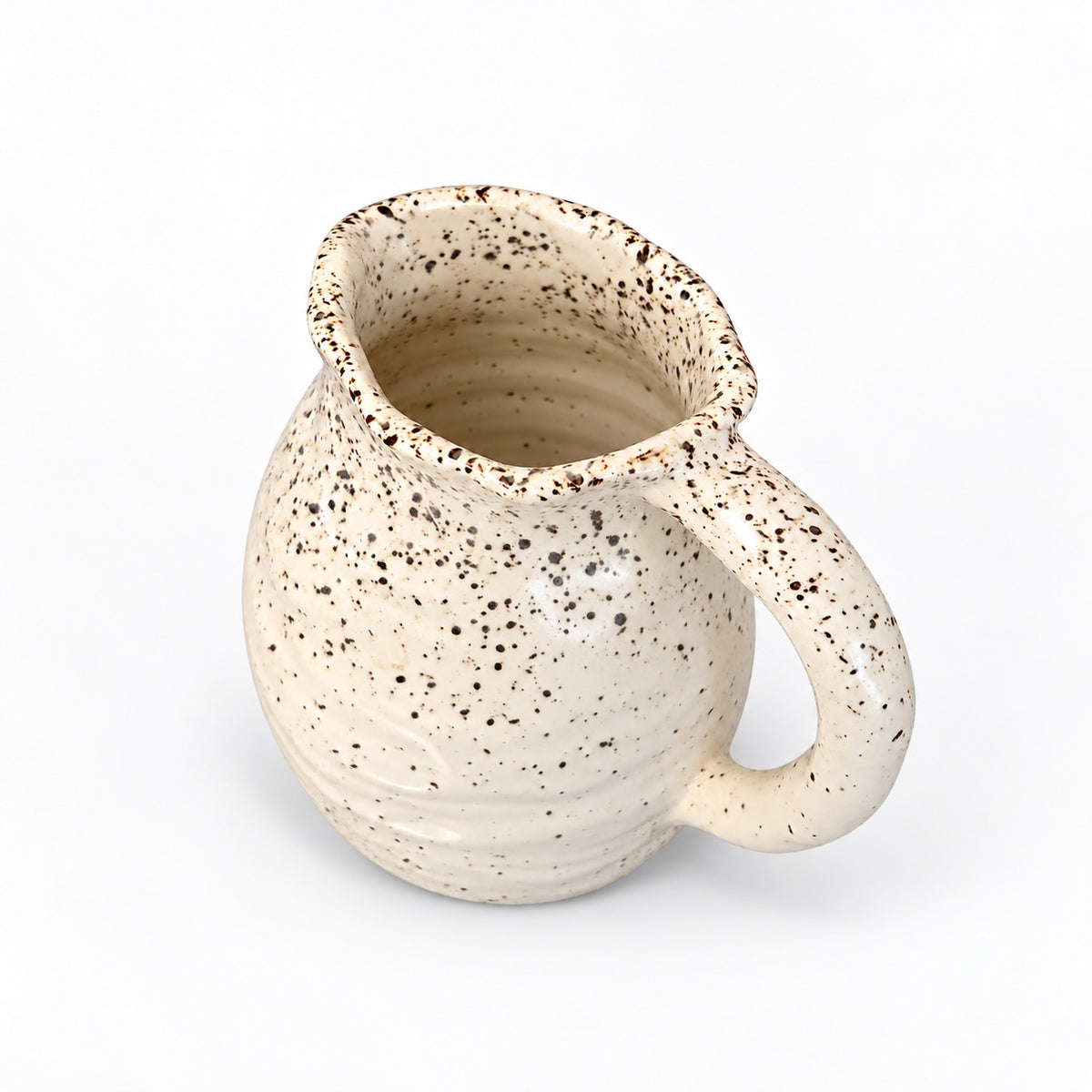 Large Handmade White Speckled Ceramic Jug top view | Mellowdays Furniture