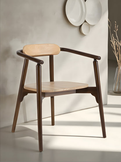 Ibanez Sungkai Wood Dining Chair with Armrest - Natural Brown - front view - Mellowdays Furniture