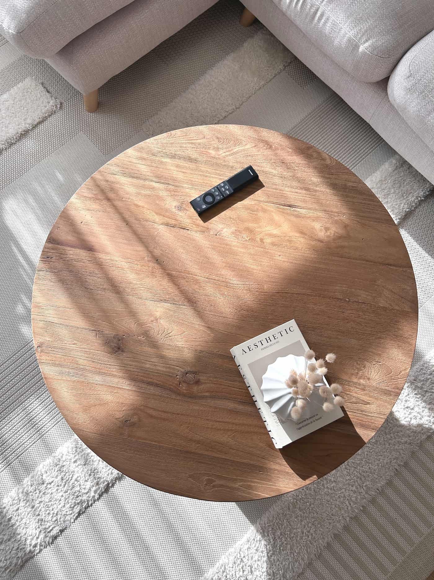Pescara Reclaimed Teakwood Round Coffee Table top view | Mellowdays Furniture